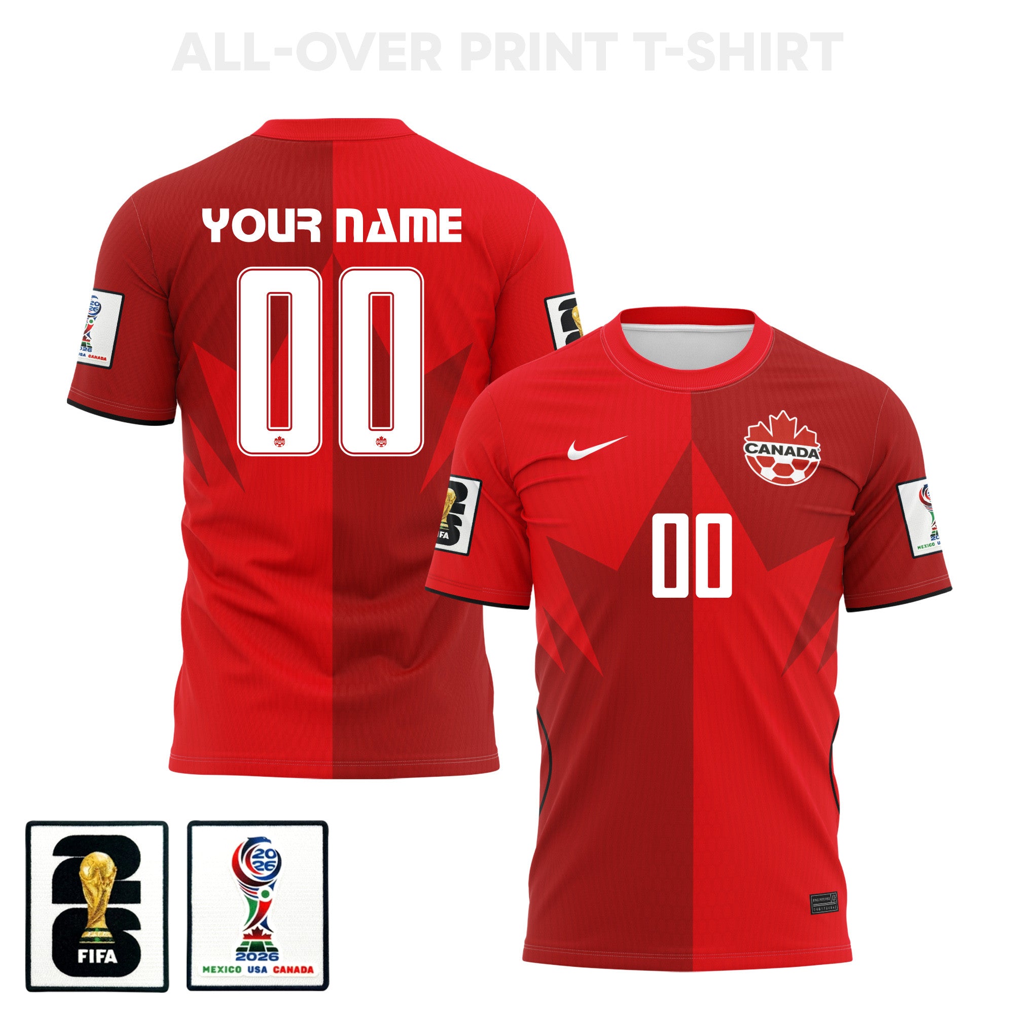 Canada 2026 Home 3D T-Shirt Fully Printed – Personalized – Unisex, Red