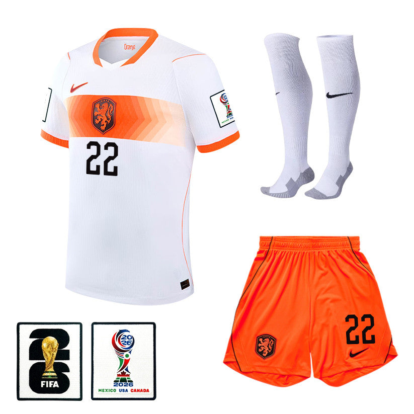 Denzel Dumfries 22 Netherlands 2026 Away Men Kit Set – White