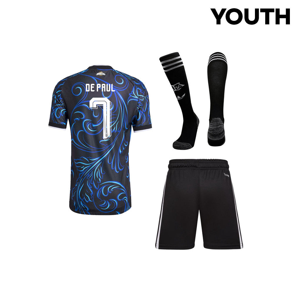 Rodrigo De Paul 7 Argentina 2026 YOUTH Away Kit Set – Black