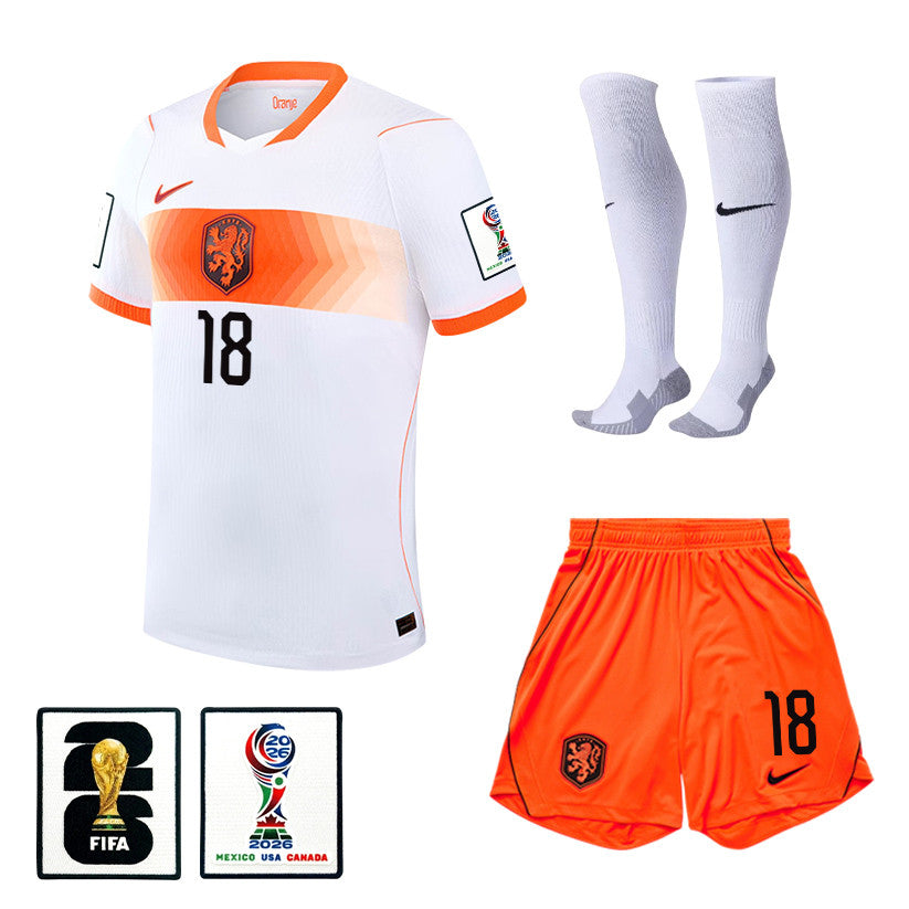 Donyell Malen 18 Netherlands 2026 Away Men Kit Set – White