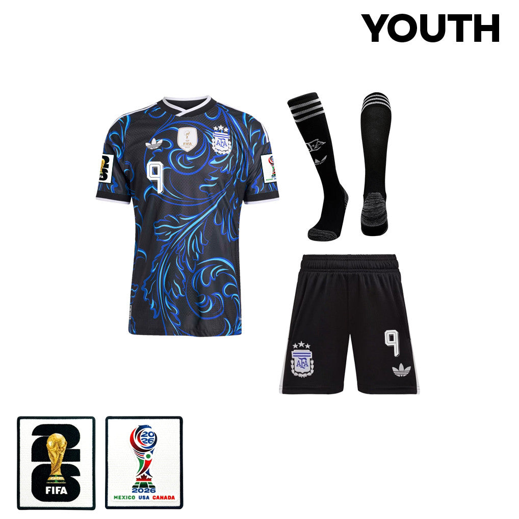 Julián Álvarez 9 Argentina 2026 YOUTH Away Kit Set – Black
