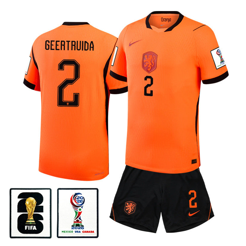 Lutsharel Geertruida 2 Netherlands 2026 Home Men Jersey & Shorts Set – Orange