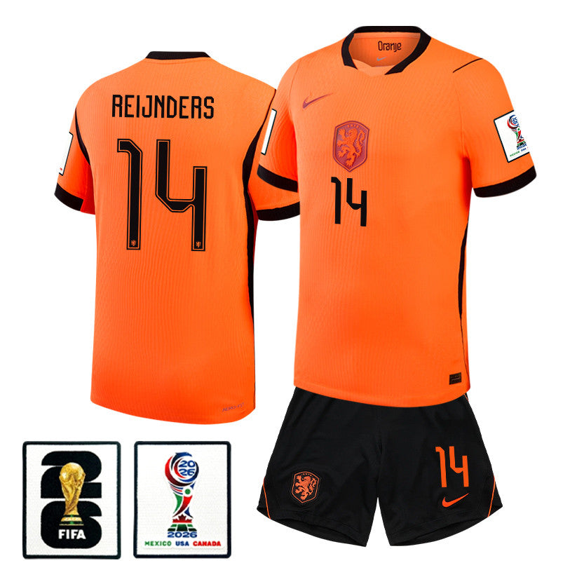 Tijjani Reijnders 14 Netherlands 2026 Home Men Jersey & Shorts Set – Orange