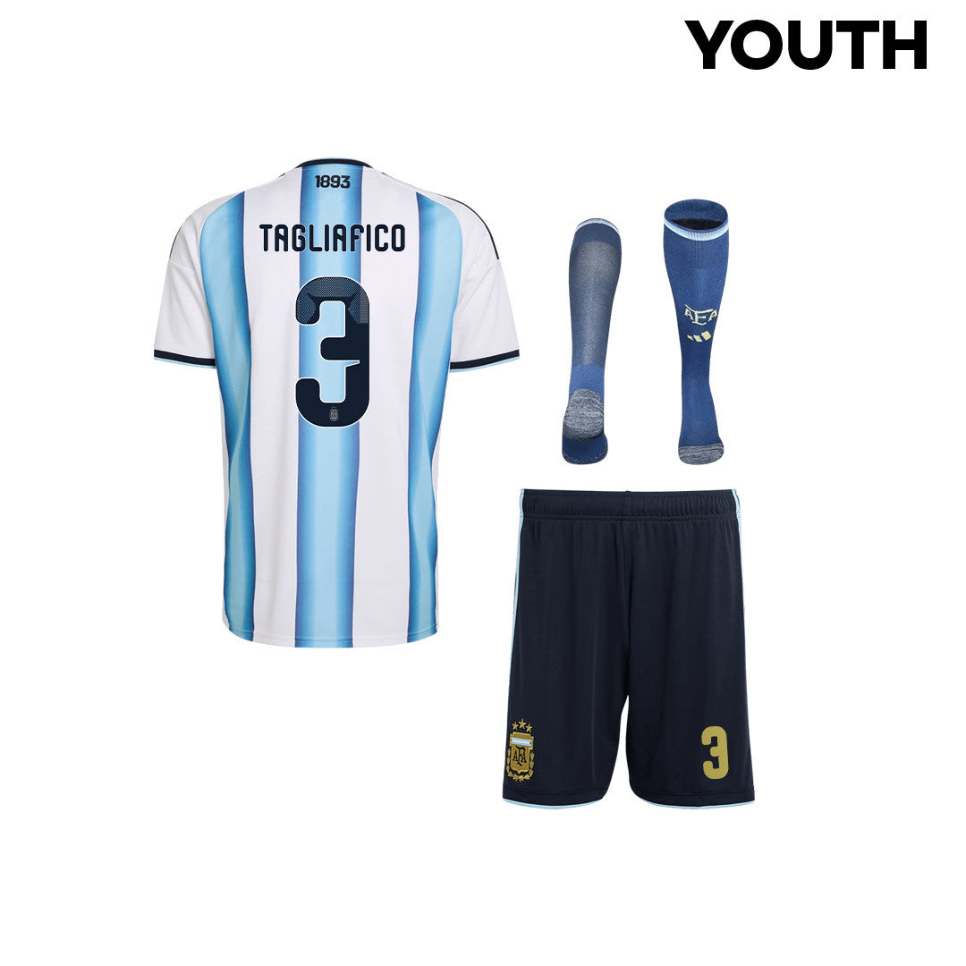Nicolás Tagliafico 3 Argentina 2026 YOUTH Home Kit Set – White
