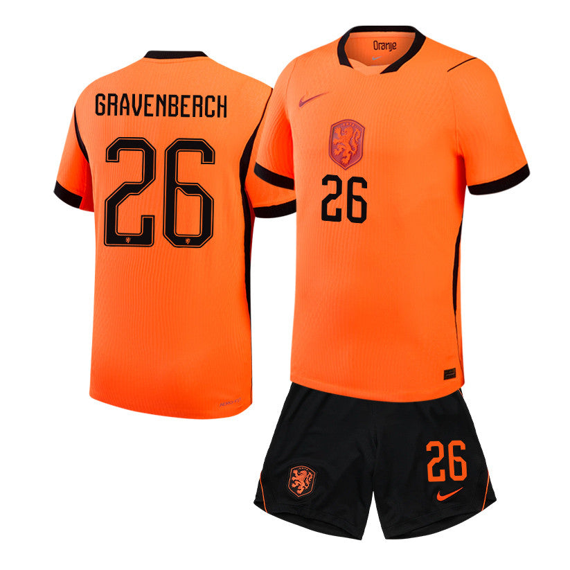 Ryan Gravenberch 26 Netherlands 2026 Home Men Jersey & Shorts Set – Orange