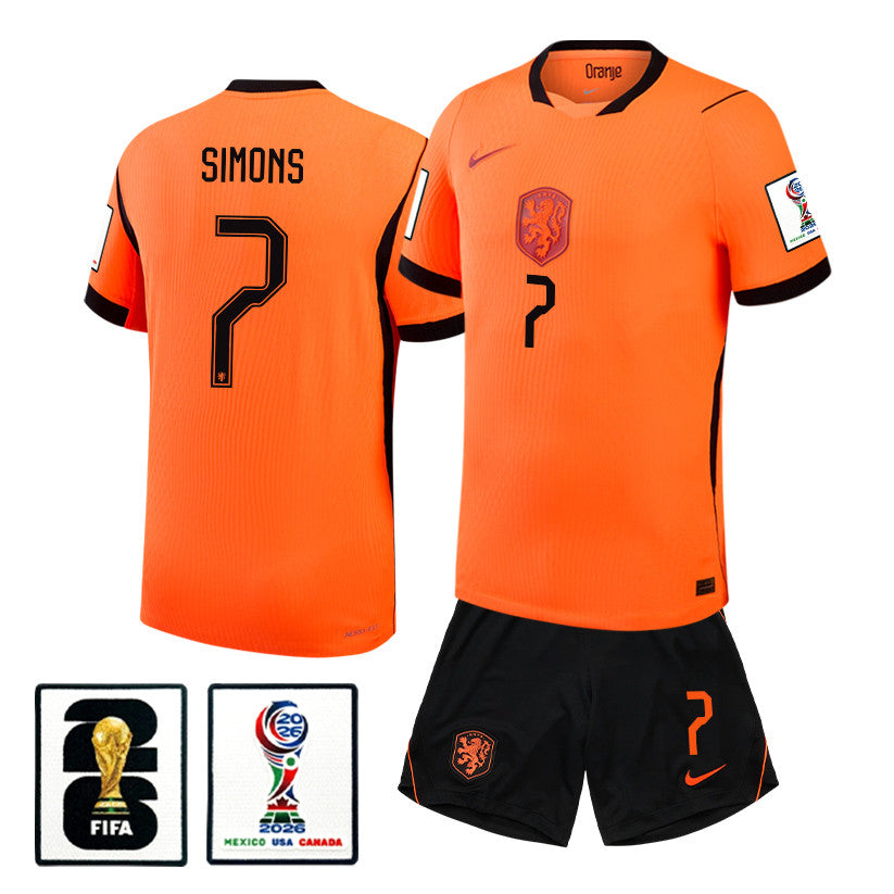 Xavi Simons 7 Netherlands 2026 Home Men Jersey & Shorts Set – Orange