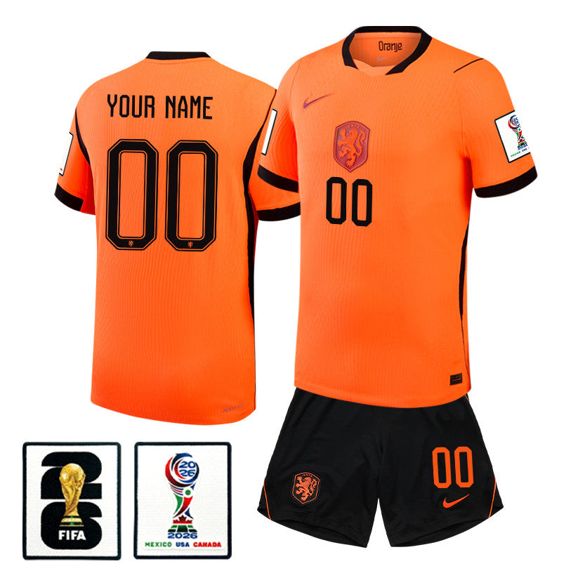 Netherlands 2026 Home Men Jersey & Shorts Set - Personalized - Orange