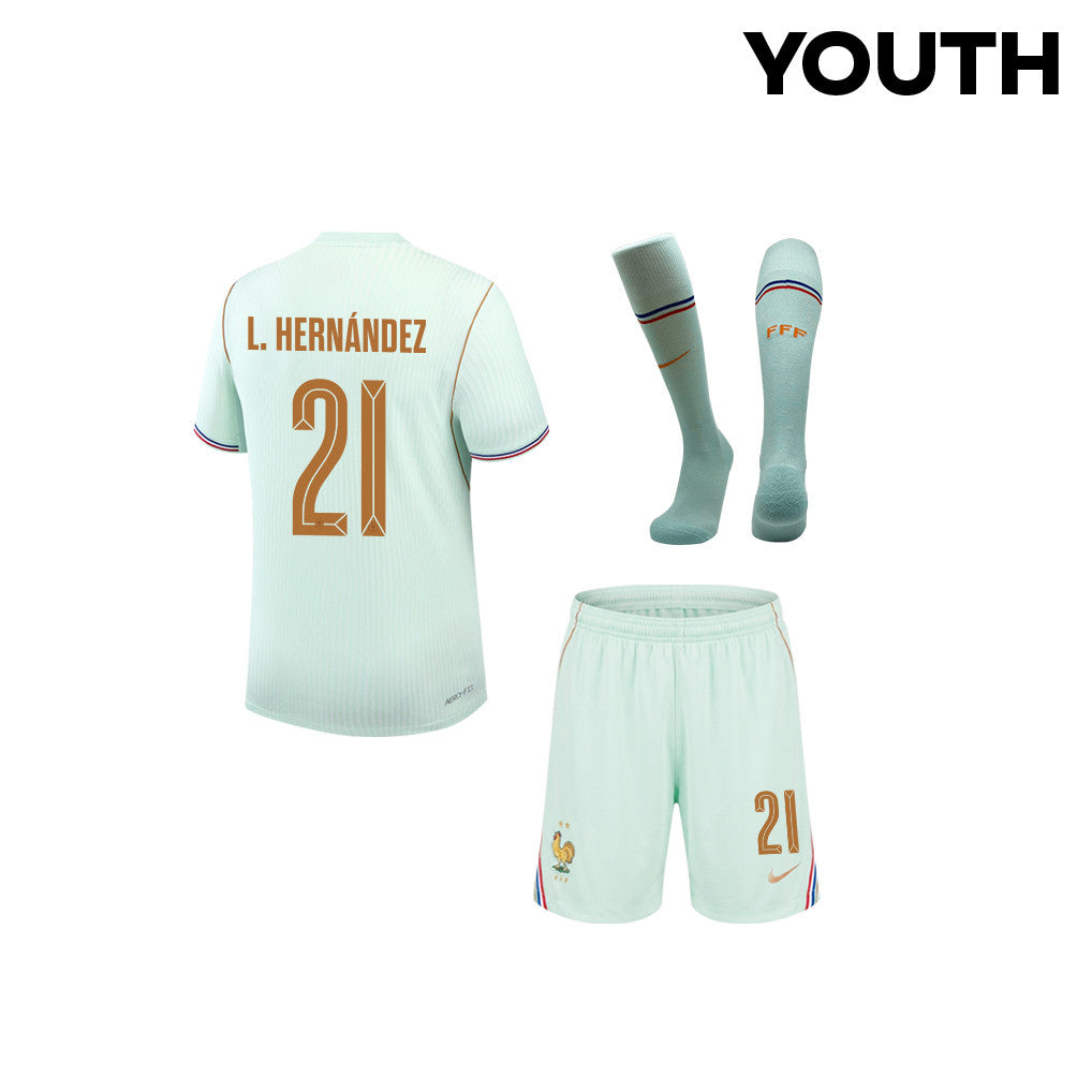 Lucas Hernández 21 France 2026 YOUTH Away Kit Set – Green