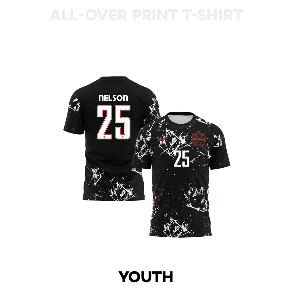 Jayden Nelson 25 Youth Canada 2026 Away 3D T-shirt Fully Printed – Black