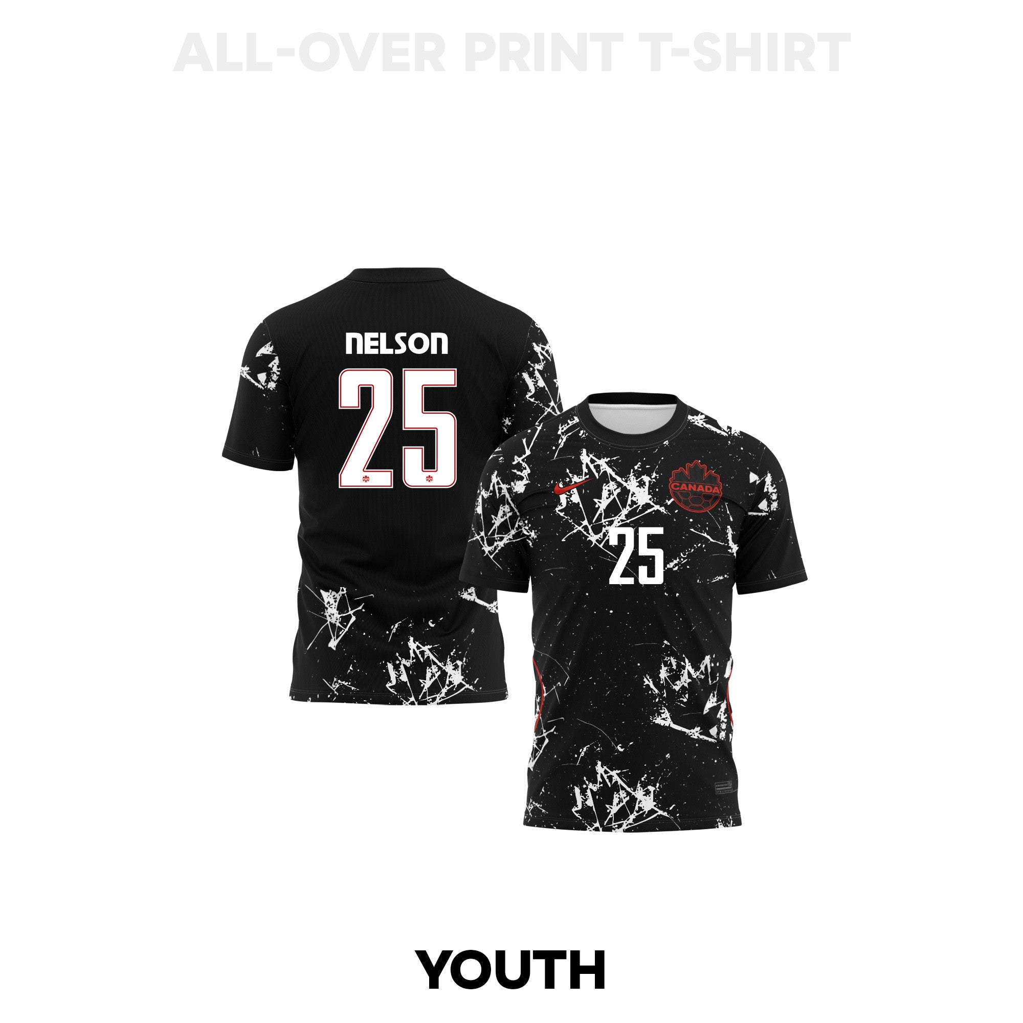 Jayden Nelson 25 Youth Canada 2026 Away 3D T-shirt Fully Printed – Black