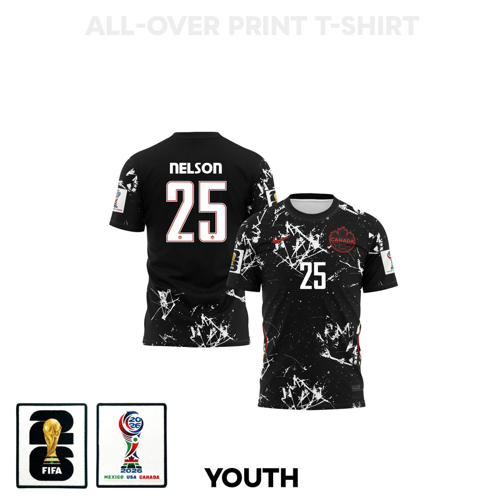 Jayden Nelson 25 Youth Canada 2026 Away 3D T-shirt Fully Printed – Black