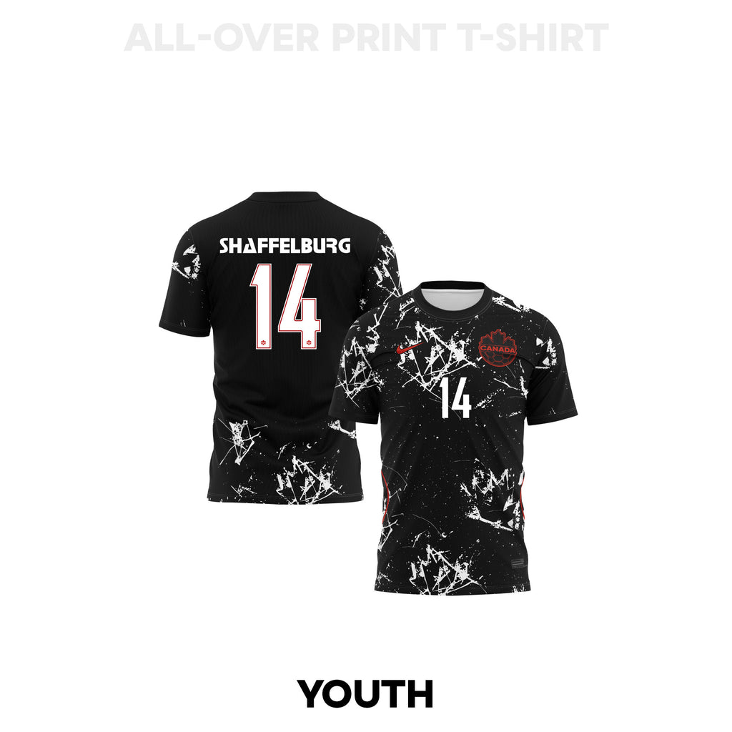 Jacob Shaffelburg 14 Youth Canada 2026 Away 3D T-shirt Fully Printed – Black