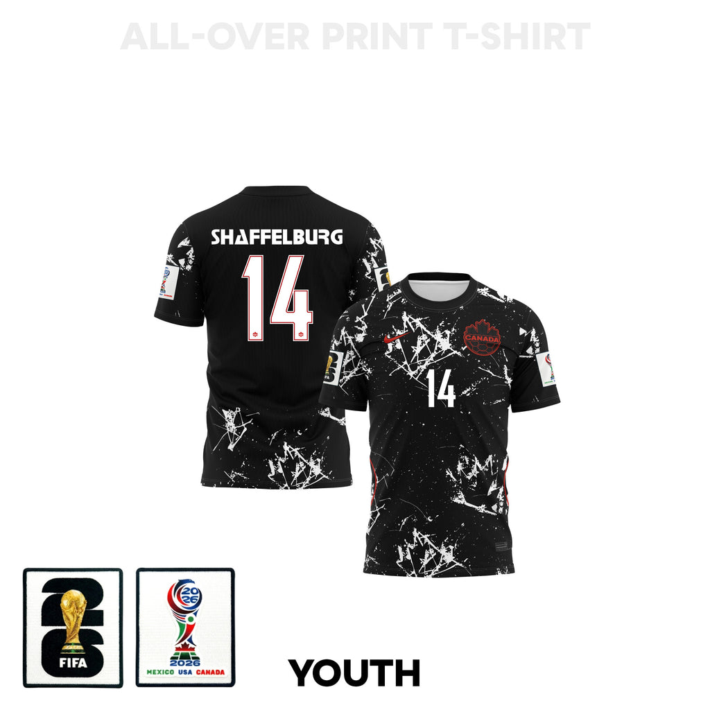 Jacob Shaffelburg 14 Youth Canada 2026 Away 3D T-shirt Fully Printed – Black