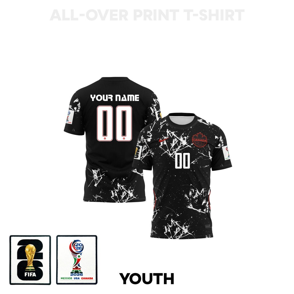 Canada 2026 Youth Away 3D T-shirt Fully Printed – Personalized – Black