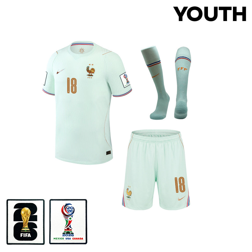 Warren Zaïre-Emery 18 France 2026 YOUTH Away Kit Set – Green