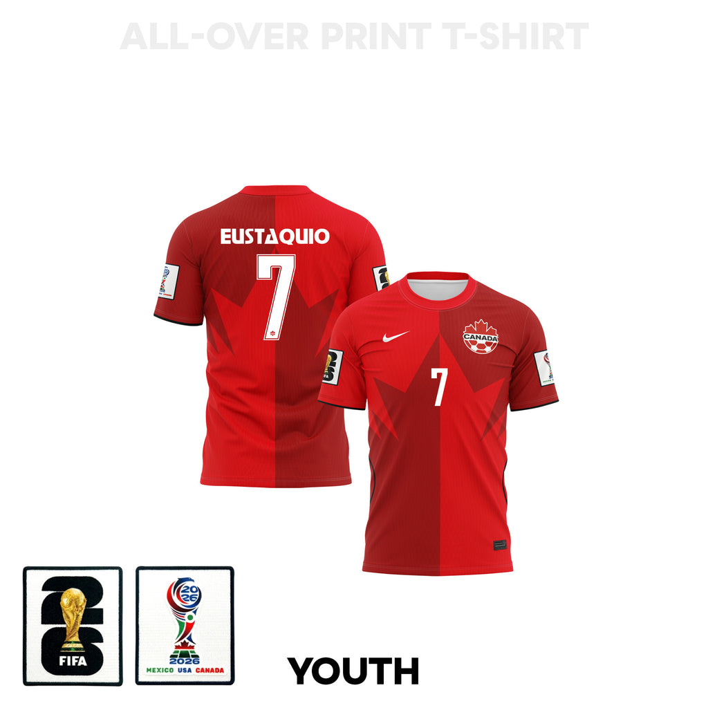 Stephen Eustáquio 7 Youth Canada 2026 Home 3D T-shirt Fully Printed – Red