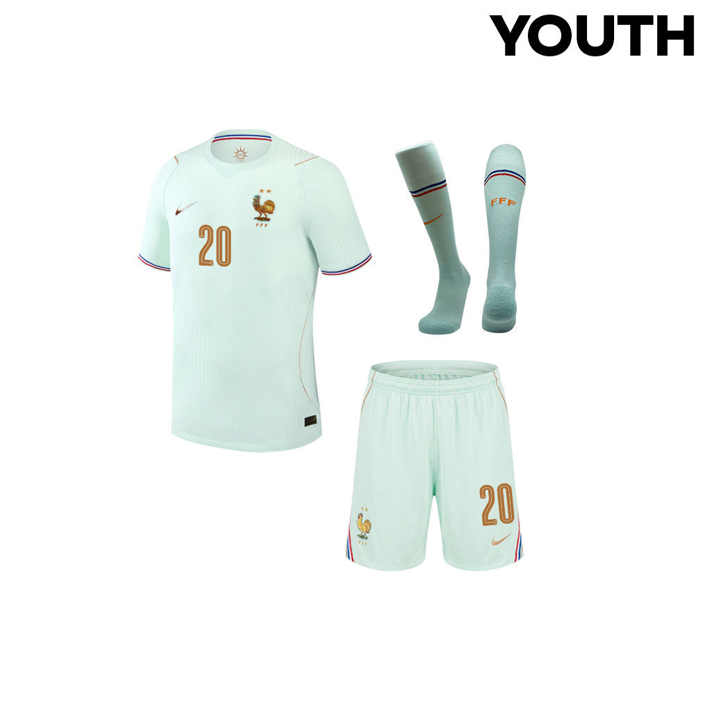 Bradley Barcola 20 France 2026 YOUTH Away Kit Set – Green