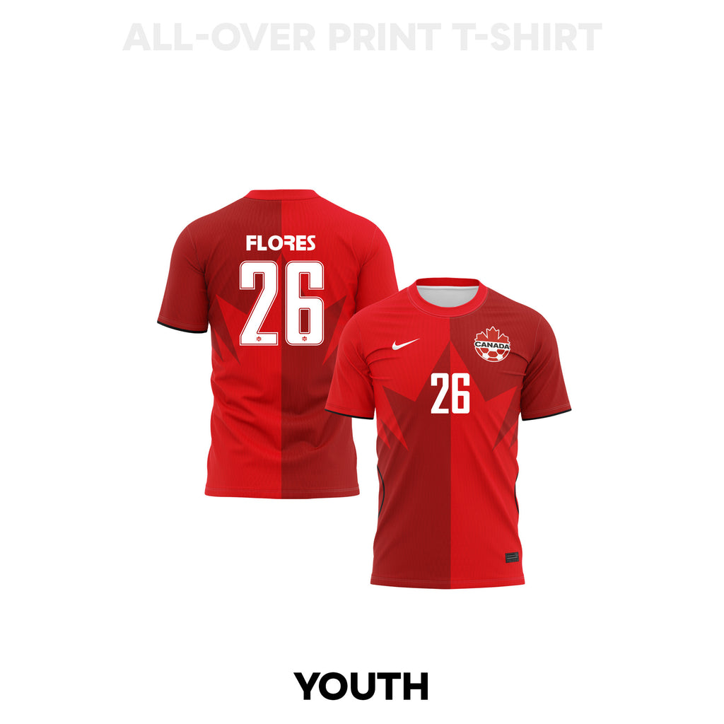 Marcelo Flores 26 Youth Canada 2026 Home 3D T-shirt Fully Printed – Red