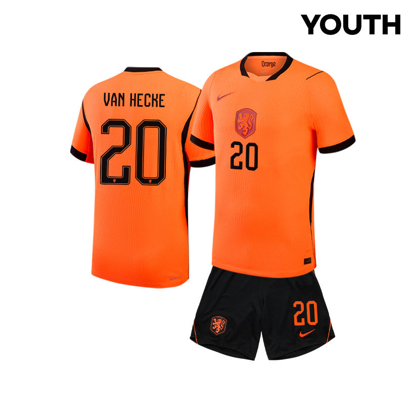 Jan Paul van Hecke 20 Netherlands 2026 YOUTH Home Jersey & Shorts Set - Orange
