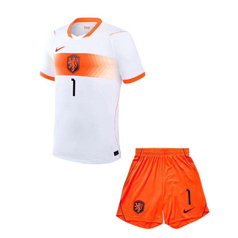 Bart Verbruggen 1 Netherlands 2026 YOUTH Away Jersey & Shorts Set - White