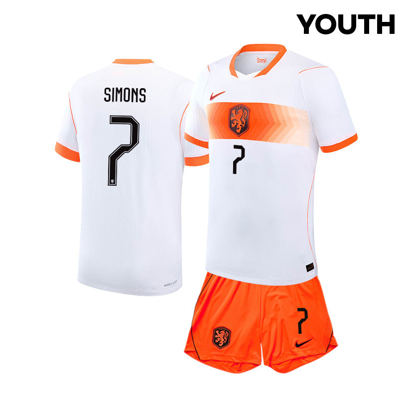 Xavi Simons 7 Netherlands 2026 YOUTH Away Jersey & Shorts Set - White