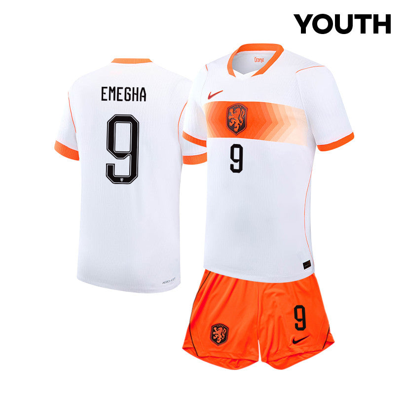 Emmanuel Emegha 9 Netherlands 2026 YOUTH Away Jersey & Shorts Set - White