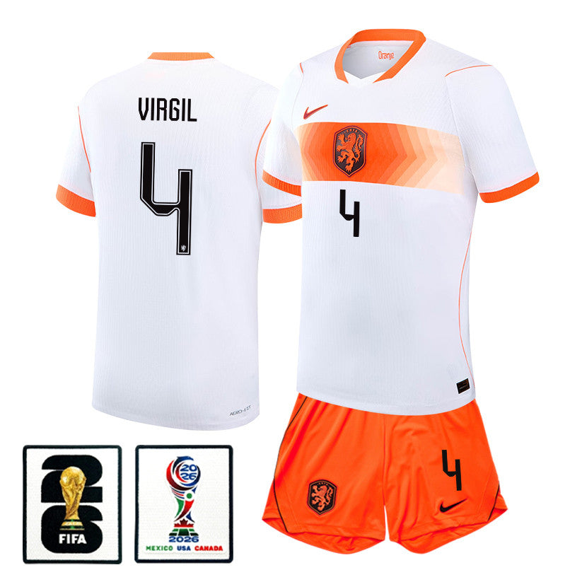 Virgil van Dijk 4 Netherlands 2026 Away Men Jersey & Shorts Set – White