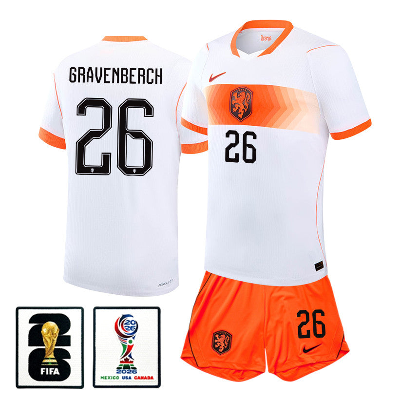 Ryan Gravenberch 26 Netherlands 2026 Away Men Jersey & Shorts Set – White
