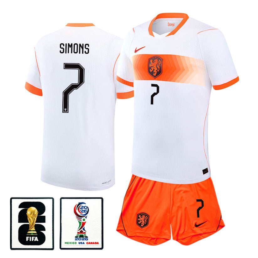 Xavi Simons 7 Netherlands 2026 Away Men Jersey & Shorts Set – White