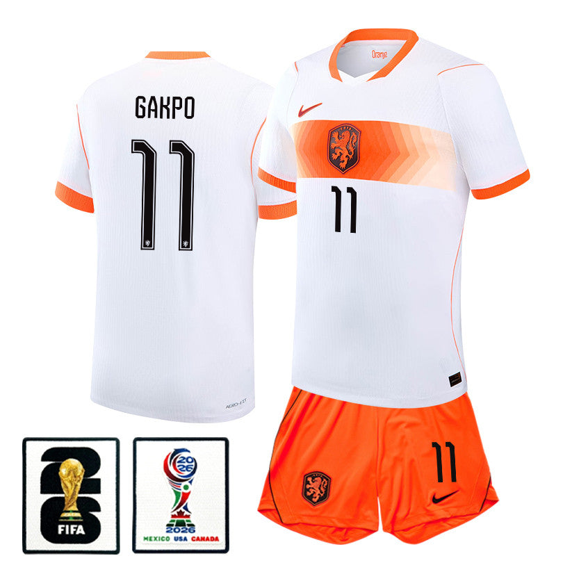 Cody Gakpo 11 Netherlands 2026 Away Men Jersey & Shorts Set – White