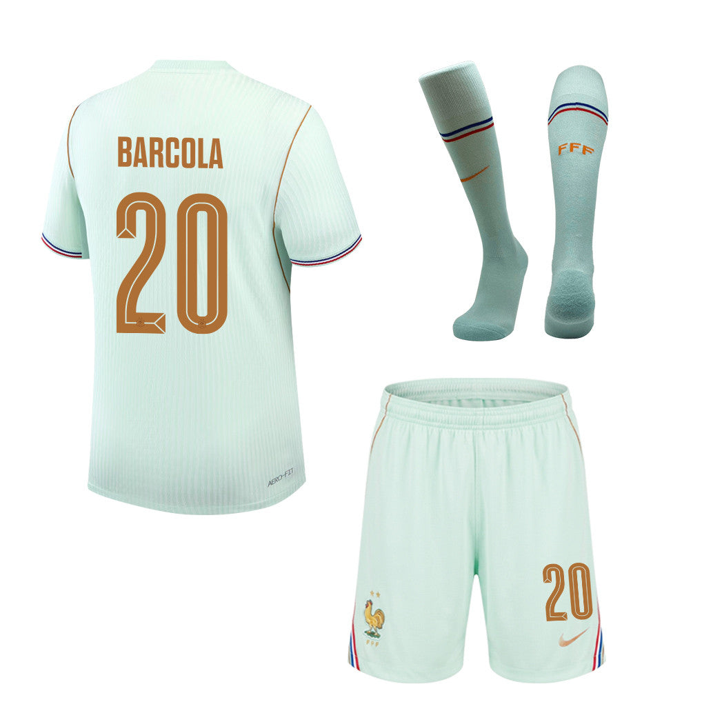 Bradley Barcola 20 France 2026 Away Men Kit Set – Green