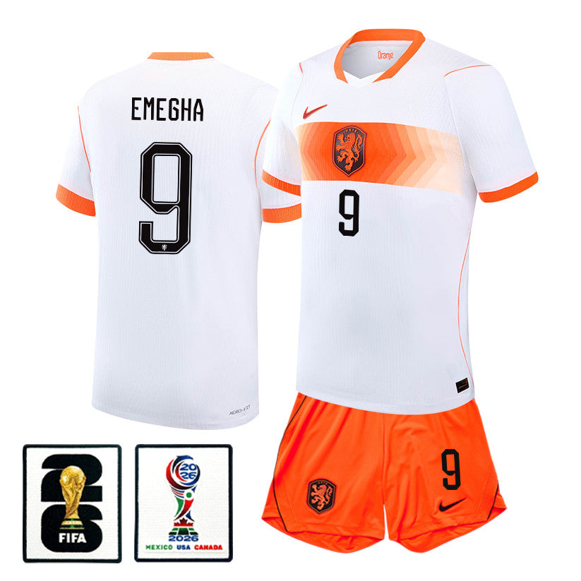 Emmanuel Emegha 9 Netherlands 2026 Away Men Jersey & Shorts Set – White