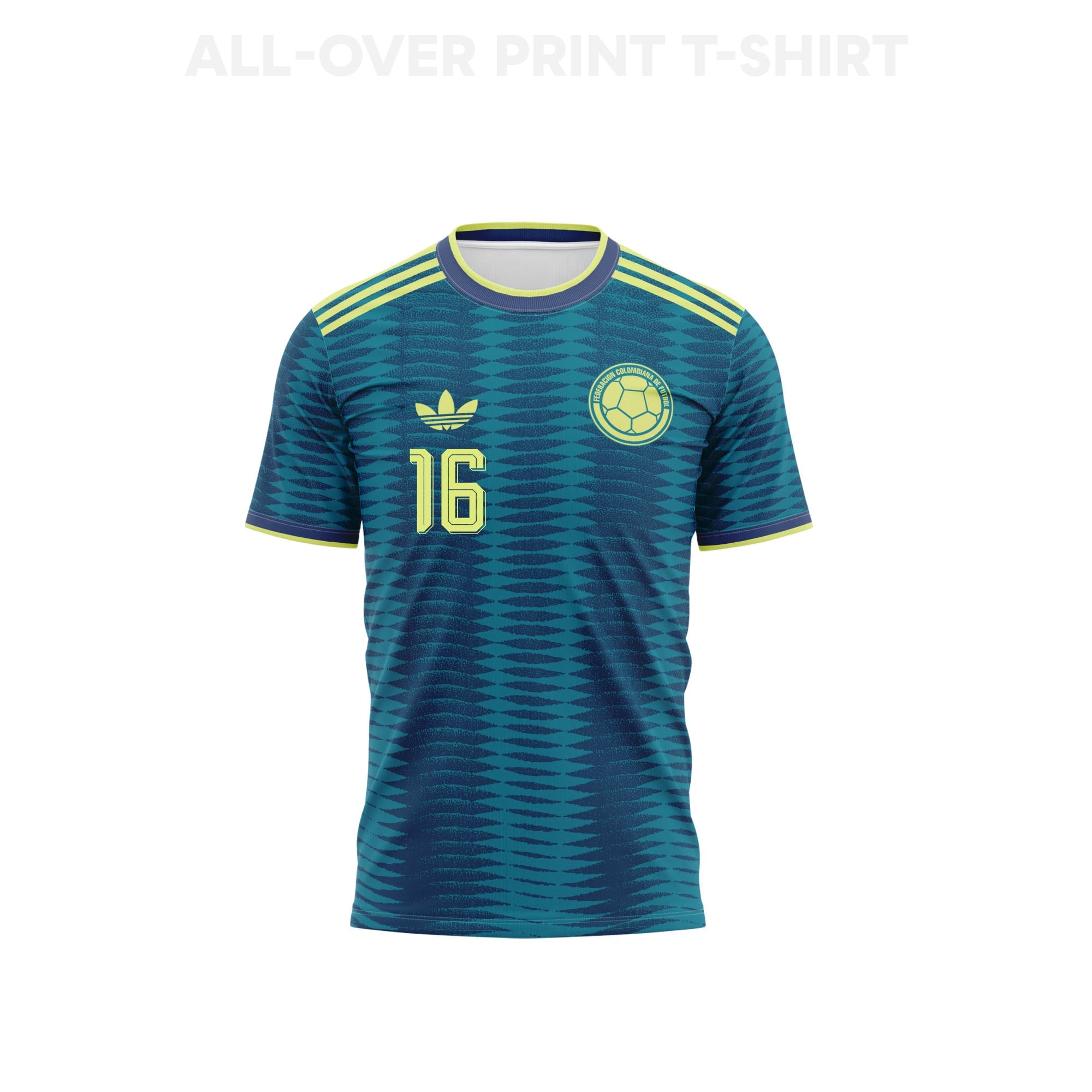 Jefferson Lerma 16 Colombia 2026 Away 3D T-Shirt Fully Printed – Unisex, Turquoise