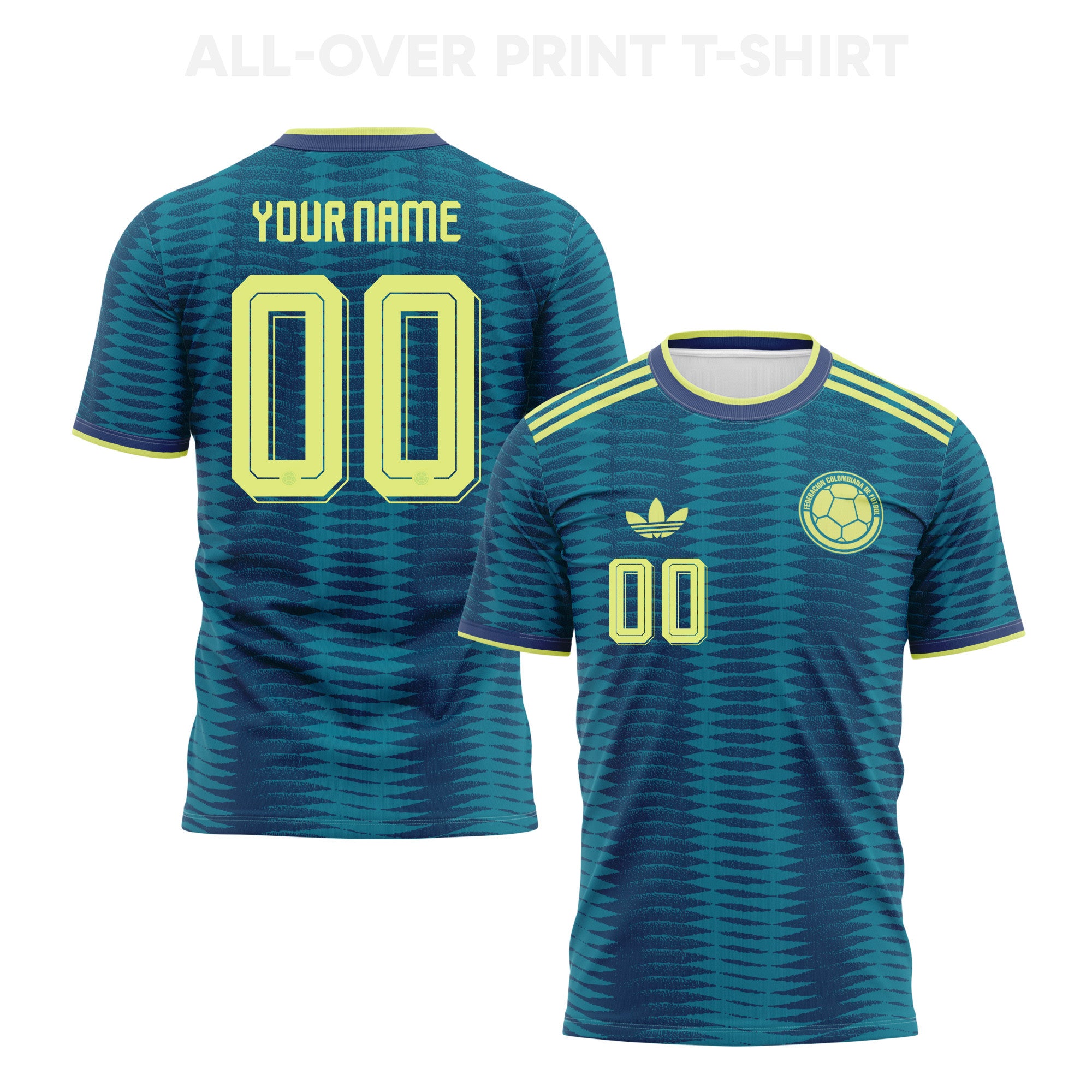 Colombia 2026 Away 3D T-Shirt Fully Printed – Personalized – Unisex, Turquoise