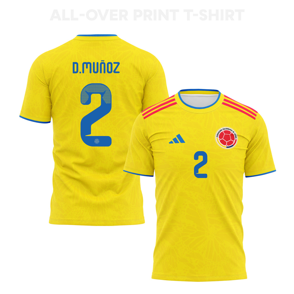 Daniel Muñoz 2 Colombia 2026 Home 3D T-Shirt Fully Printed – Unisex, Yellow