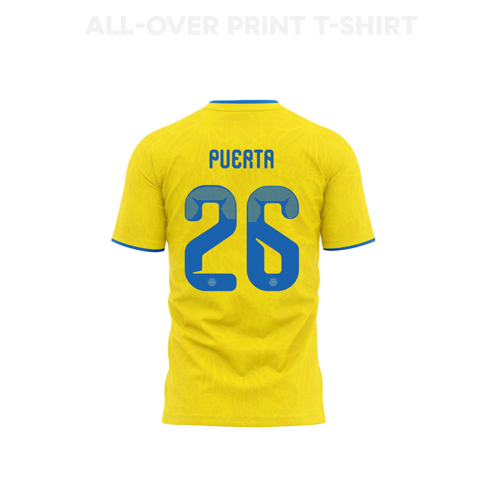 Gustavo Puerta 26 Colombia 2026 Home 3D T-Shirt Fully Printed – Unisex, Yellow