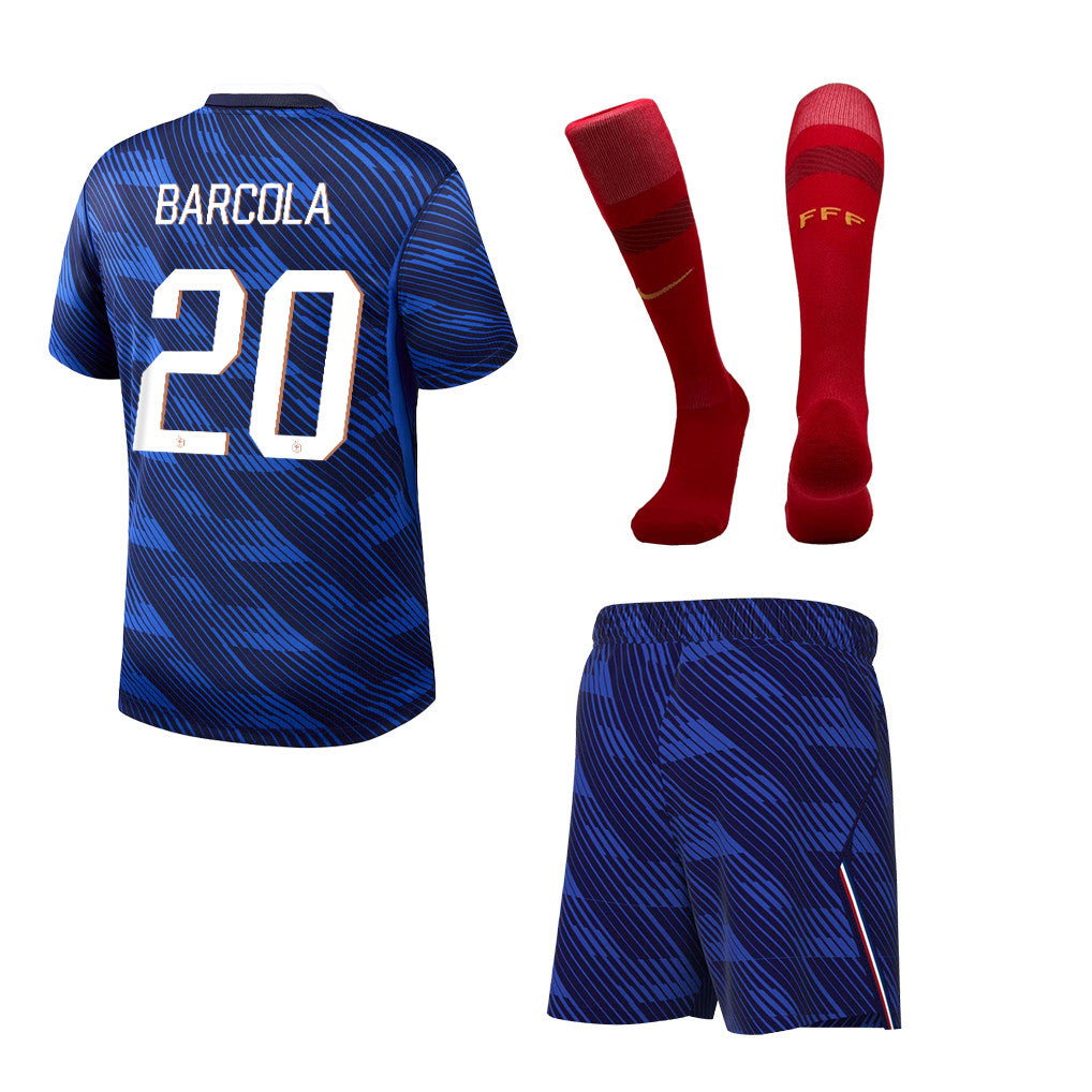 Bradley Barcola 20 France 2026 Home Men Kit Set – Blue