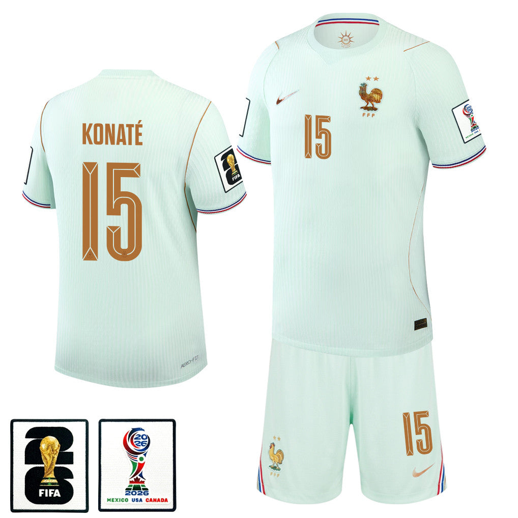 Ibrahima Konaté 15 France 2026 Away Men Jersey & Shorts Set – Green