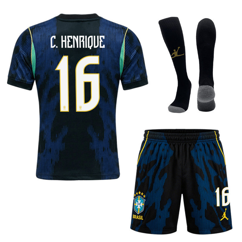Caio Henrique 16 Brazil 2026 Away Men Kit Set – Blue