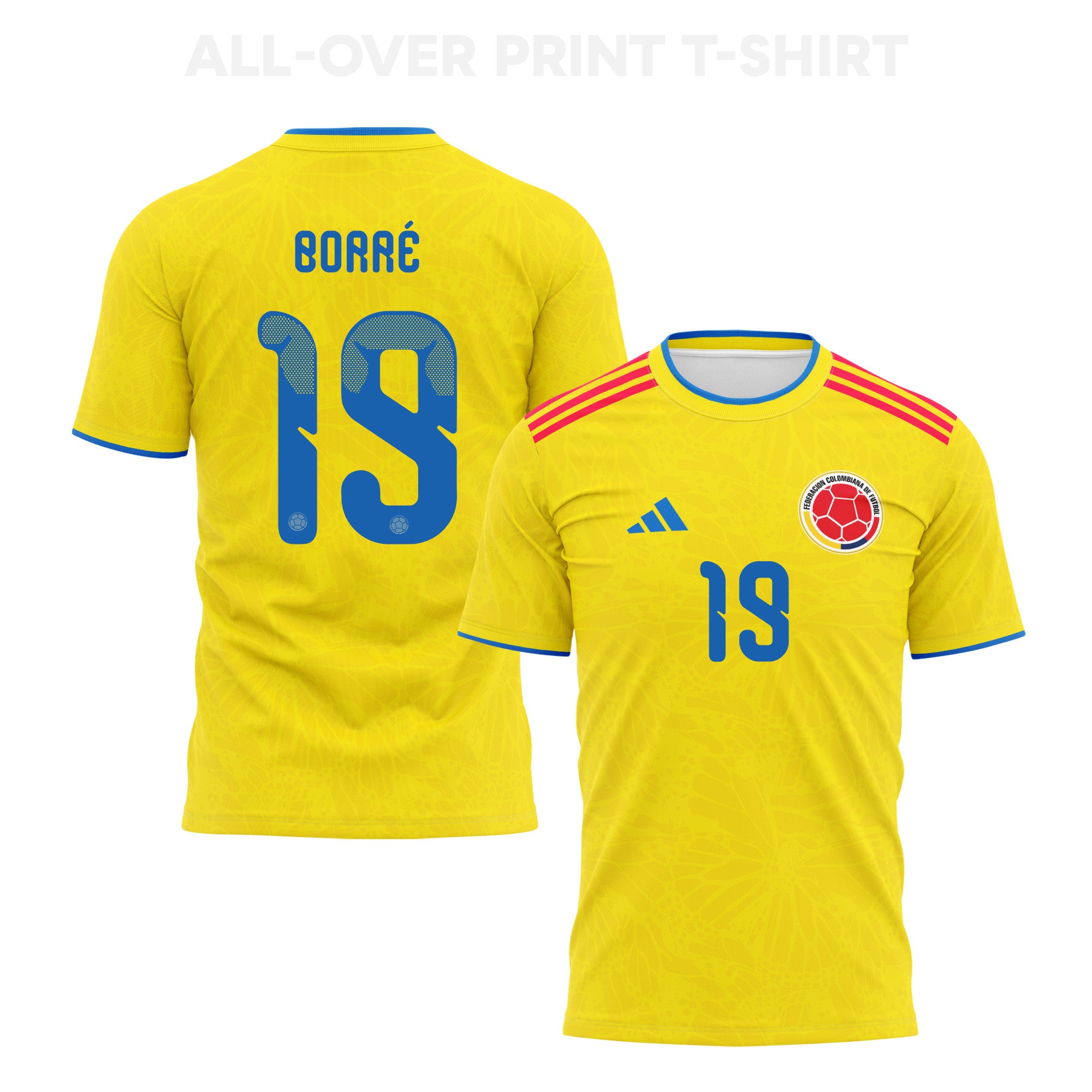 Rafael Borré 19 Colombia 2026 Home 3D T-Shirt Fully Printed – Unisex, Yellow