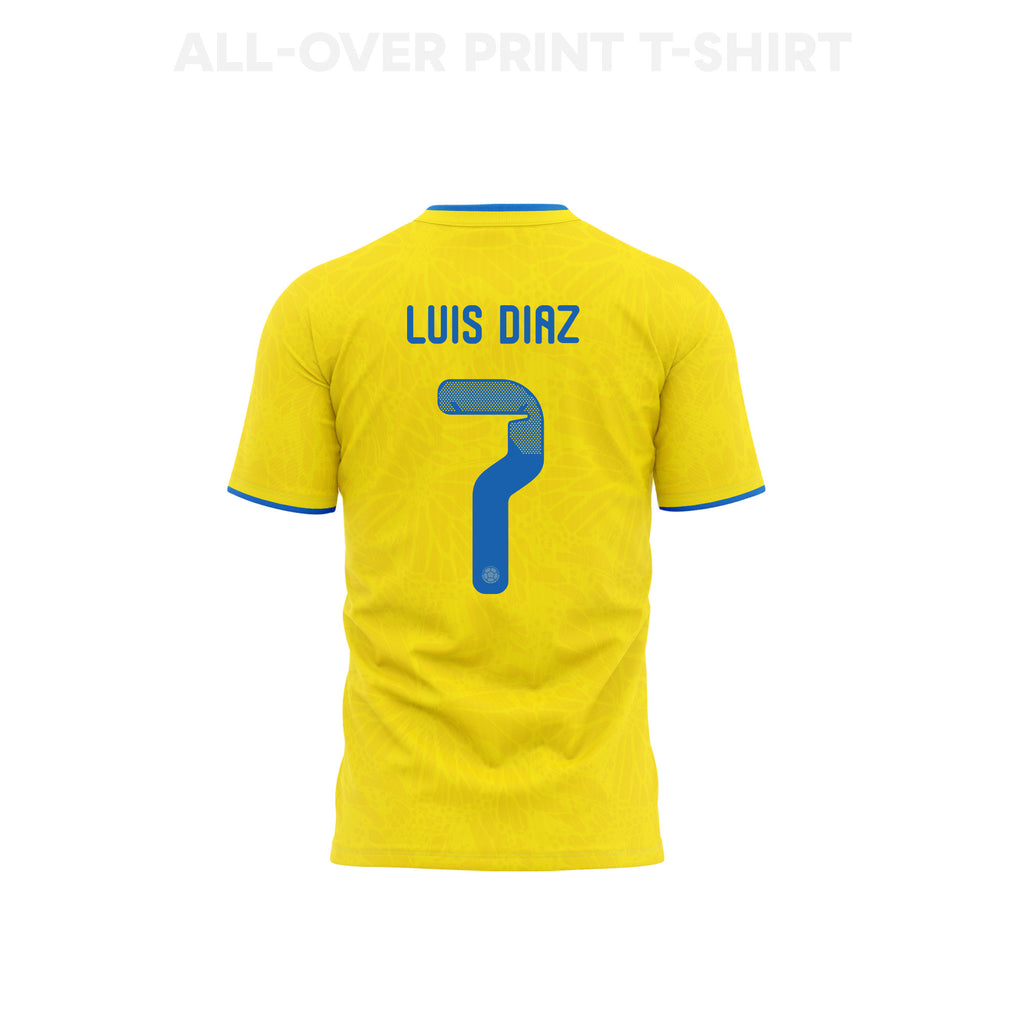 Luis Diaz 7 Colombia 2026 Home 3D T-Shirt Fully Printed – Unisex, Yellow