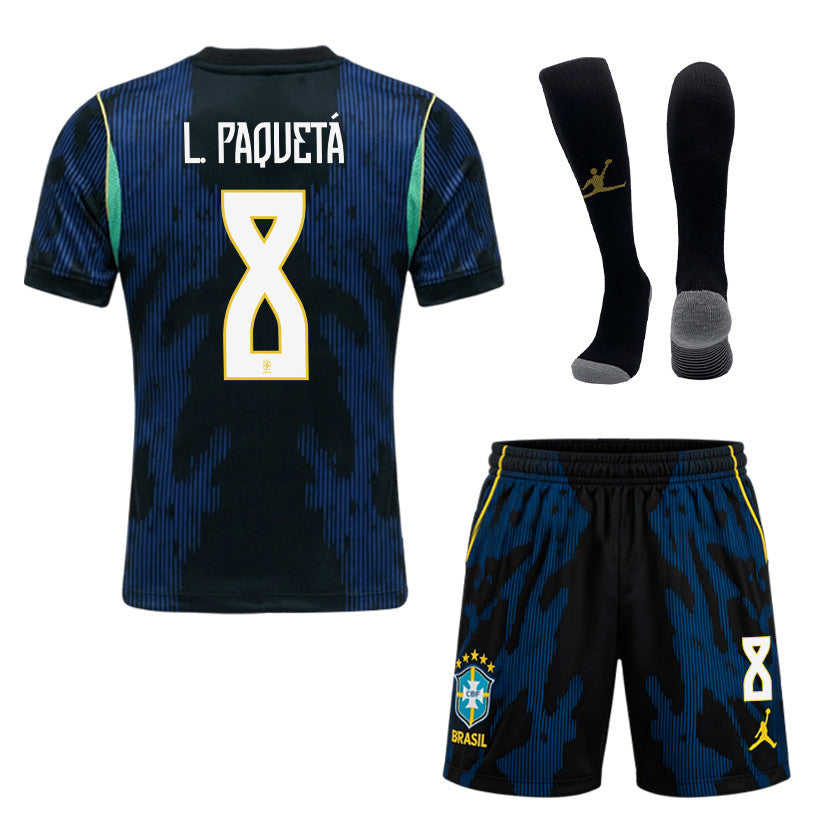 Lucas Paquetá 8 Brazil 2026 Away Men Kit Set – Blue