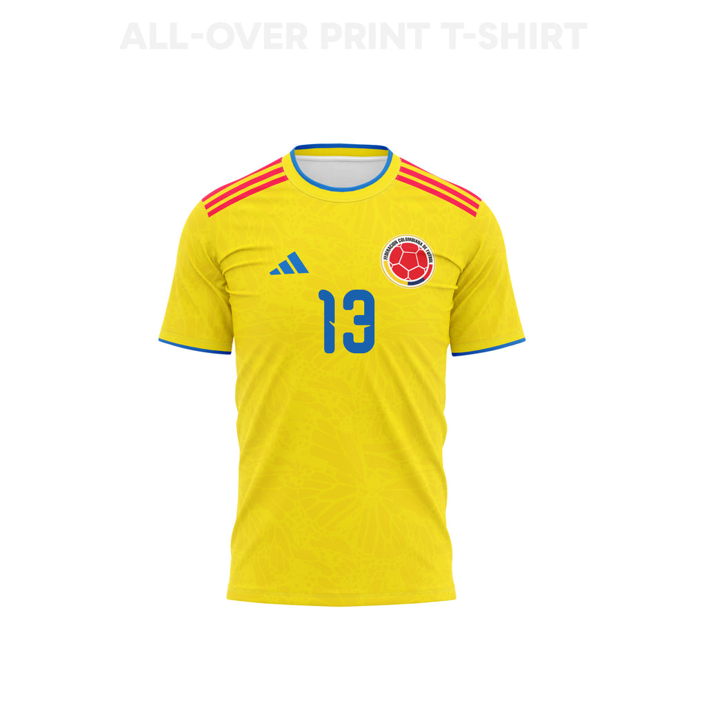 Yerry Mina 13 Colombia 2026 Home 3D T-Shirt Fully Printed – Unisex, Yellow