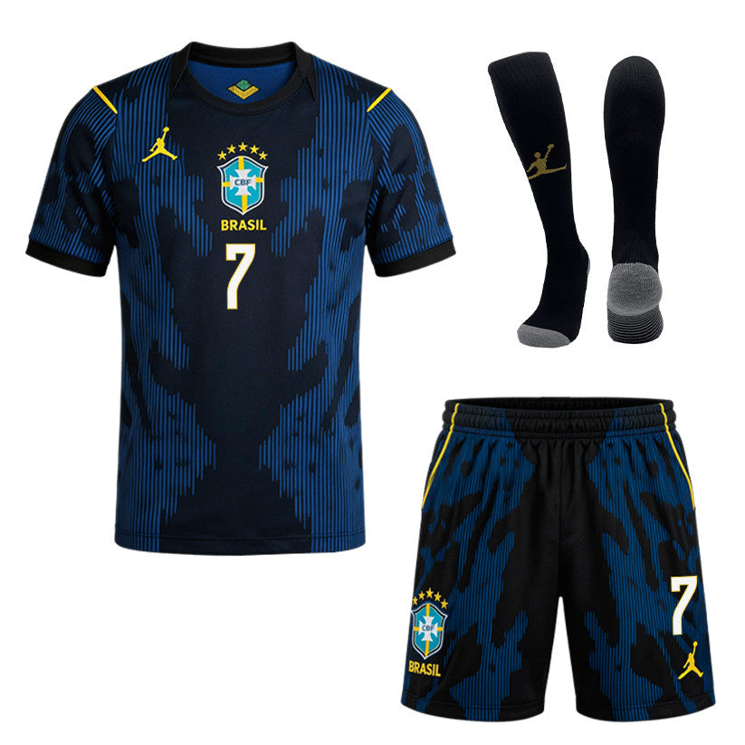 Vinícius Júnior 7 Brazil 2026 Away Men Kit Set – Blue