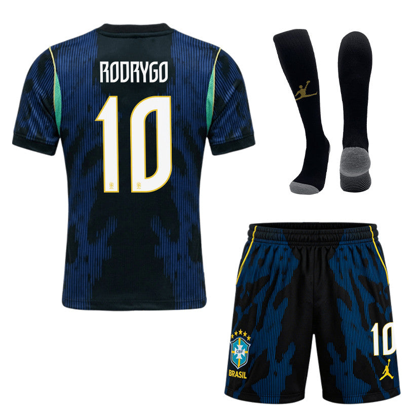Rodrygo 10 Brazil 2026 Away Men Kit Set – Blue