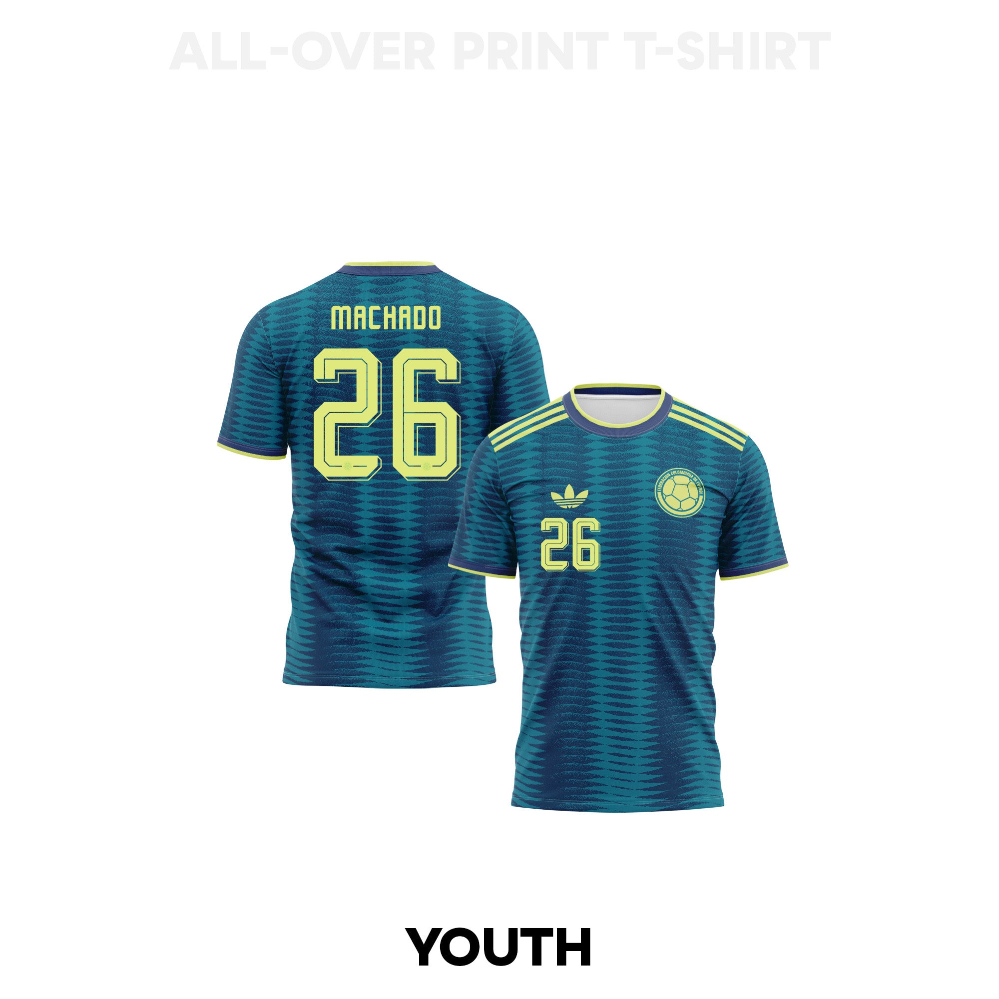 Deiver Machado 26 Youth Colombia 2026 Away 3D T-shirt Fully Printed – Turquoise