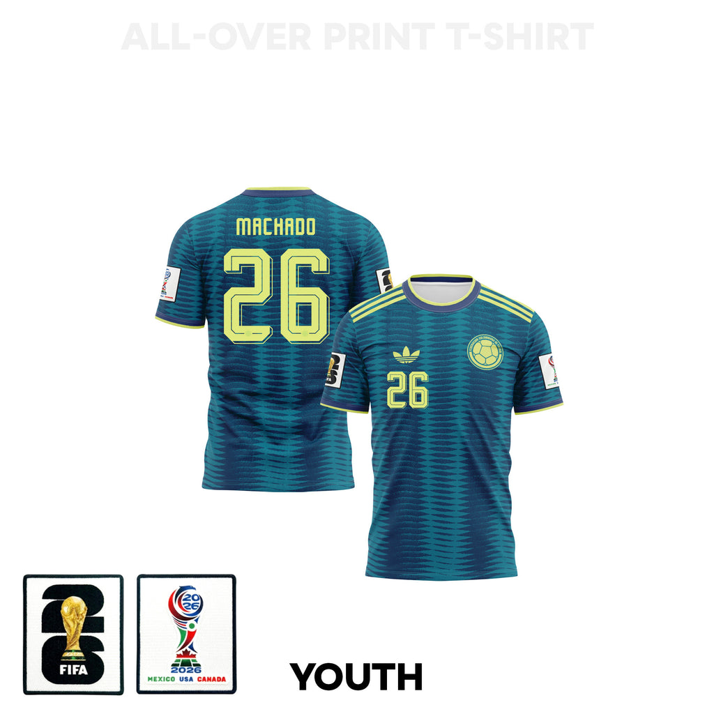 Deiver Machado 26 Youth Colombia 2026 Away 3D T-shirt Fully Printed – Turquoise