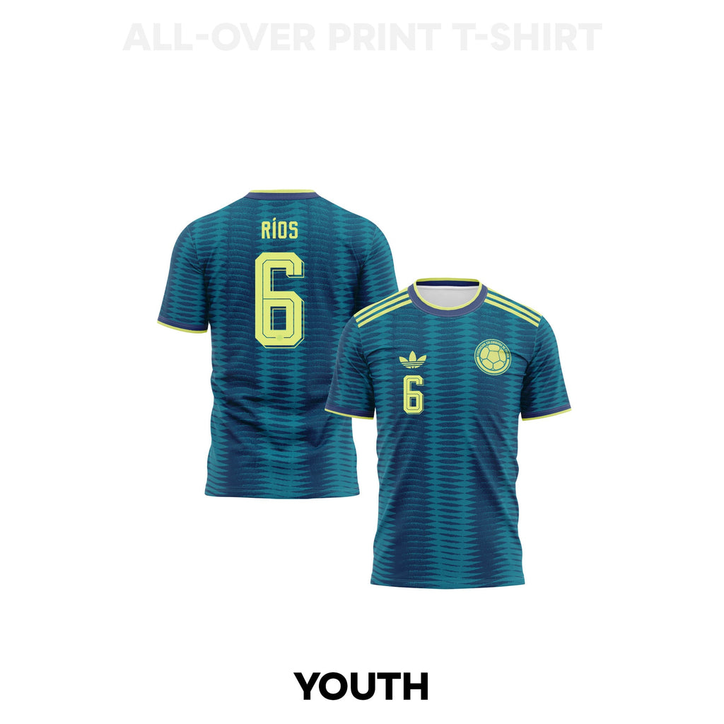 Richard Ríos 6 Youth Colombia 2026 Away 3D T-shirt Fully Printed – Turquoise