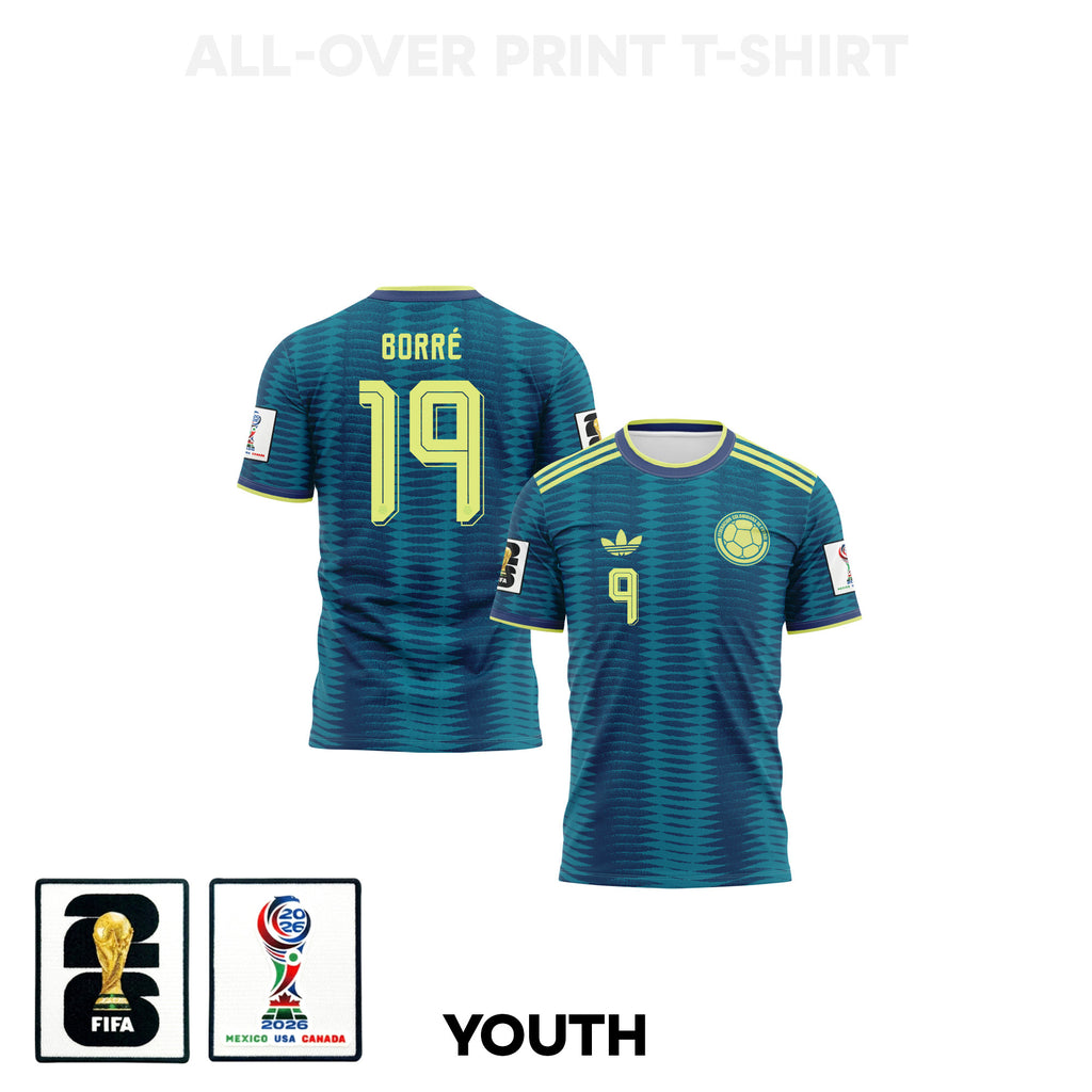 Rafael Borré 19 Youth Colombia 2026 Away 3D T-shirt Fully Printed – Turquoise