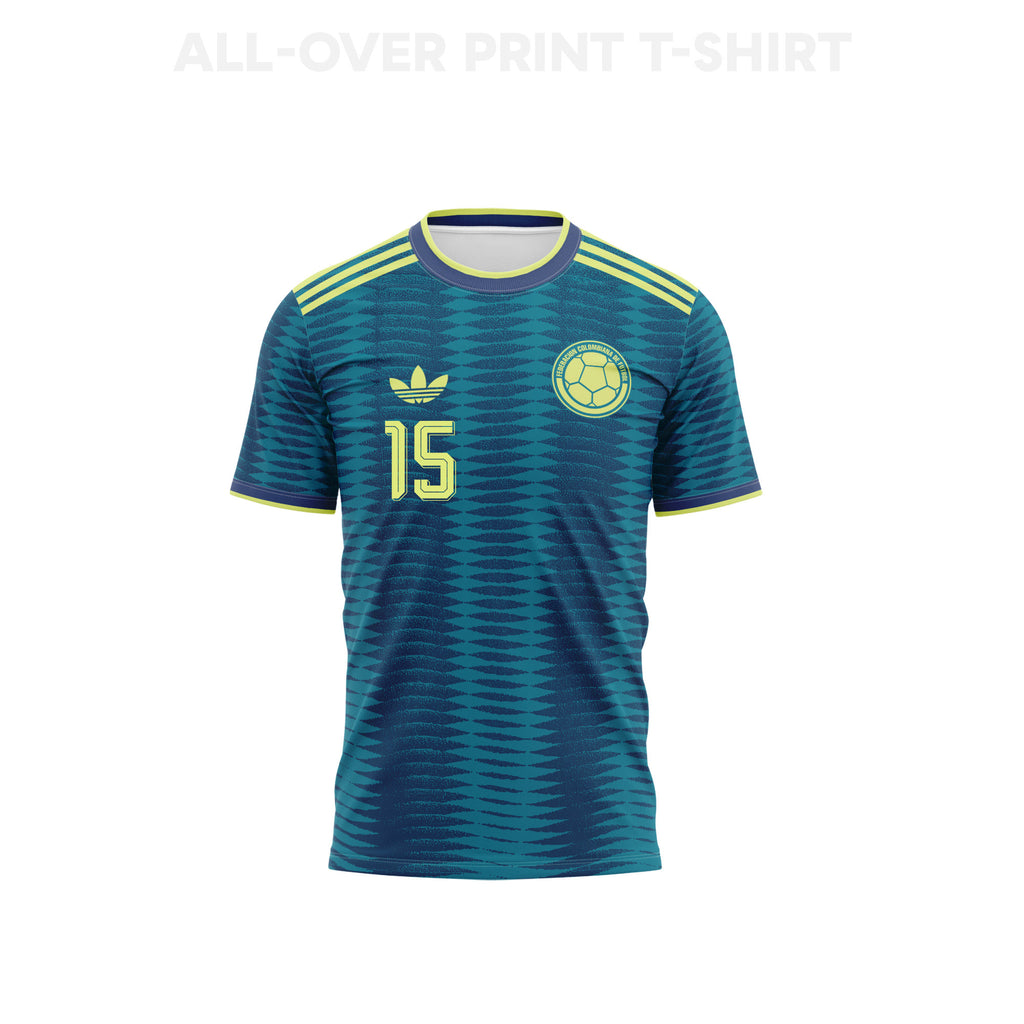 Mateus Uribe 15 Youth Colombia 2026 Away 3D T-shirt Fully Printed – Turquoise